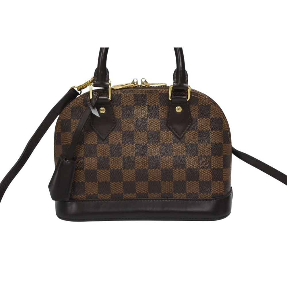 Louis Vuitton Brown Damier Bag Shoulder Ebene Handbag Alma Leather - Picture 1 of 9